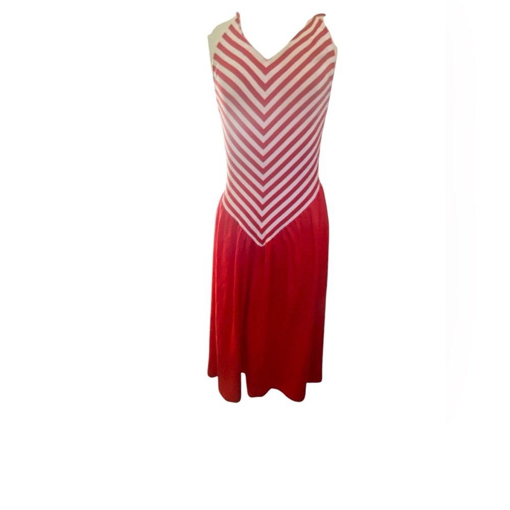 Vtg 80’s Vicky Vaughn Junior S/M Red White Spaghetti Strap sundress sun dress